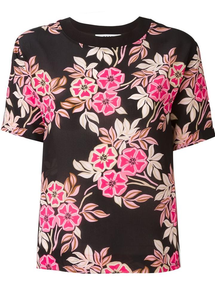 Msgm Floral Print Blouse, Women's, Size: 38, Black, Silk