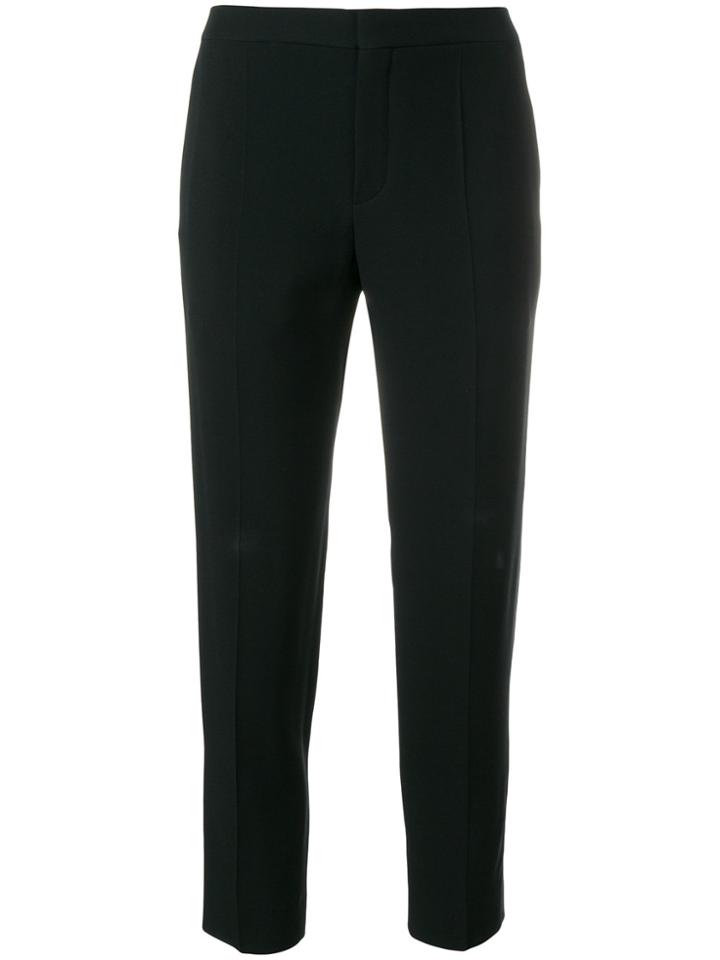 Chloé Cropped Pleated Trousers - Black