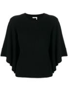 Chloé - Cashmere Ribbed Top - Women - Leather/cashmere - S, Black, Leather/cashmere