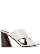 Lola Cruz Heeled Cross Mules - White