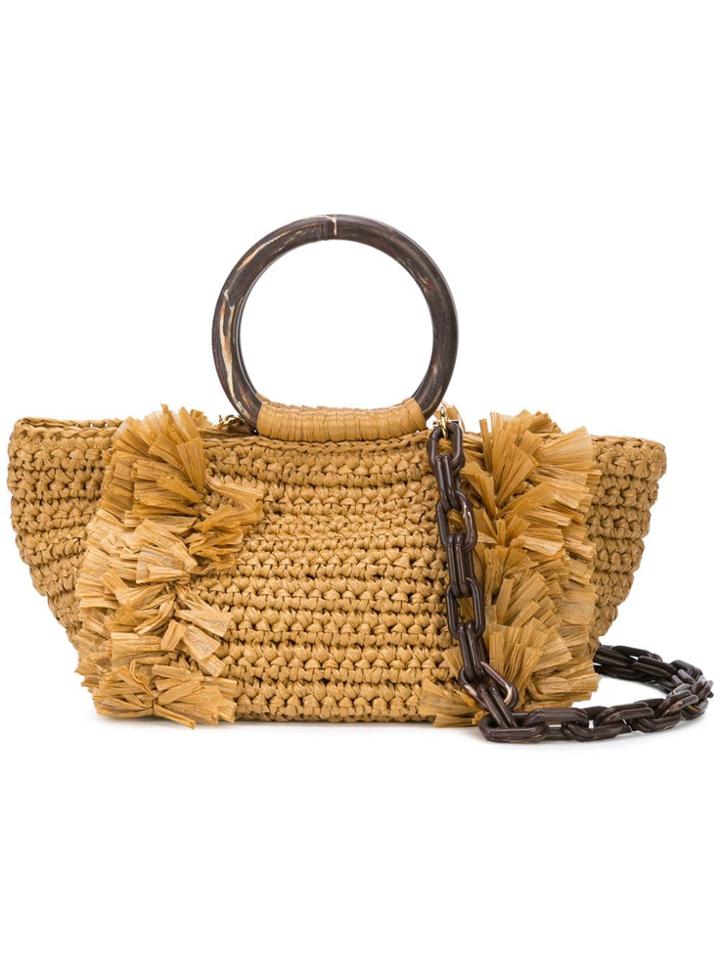 Carolina Santo Domingo Woven Tote Bag - Khaki