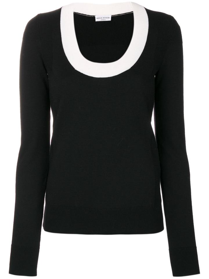 Sonia Rykiel Contrast Neck Jumper - Black