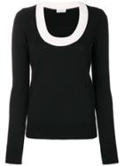 Sonia Rykiel Contrast Neck Jumper - Black