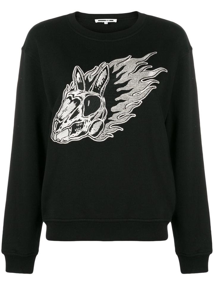 Mcq Alexander Mcqueen Flame Bunny Embroidered Sweatshirt - Black