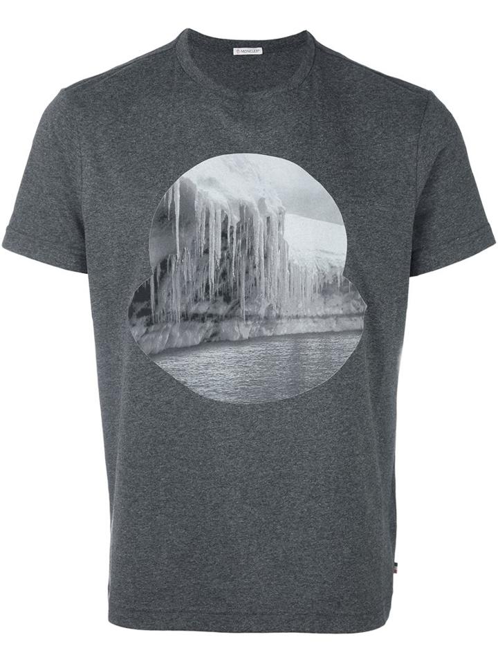 Moncler Printed Front T-shirt, Men's, Size: Medium, Grey, Cotton