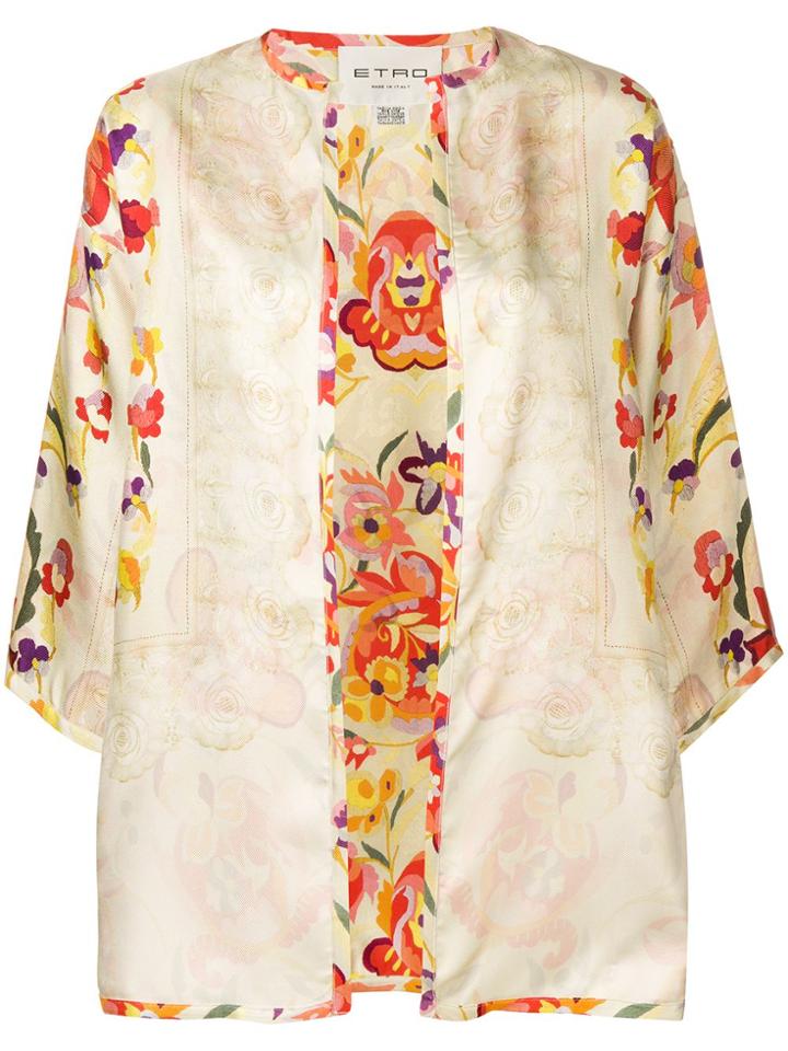 Etro Floral Print Kimono - Neutrals