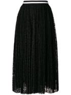 Msgm Pleated Lace Skirt - Black