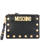 Moschino Studded Logo Clutch - Black