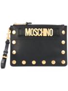 Moschino Studded Logo Clutch - Black