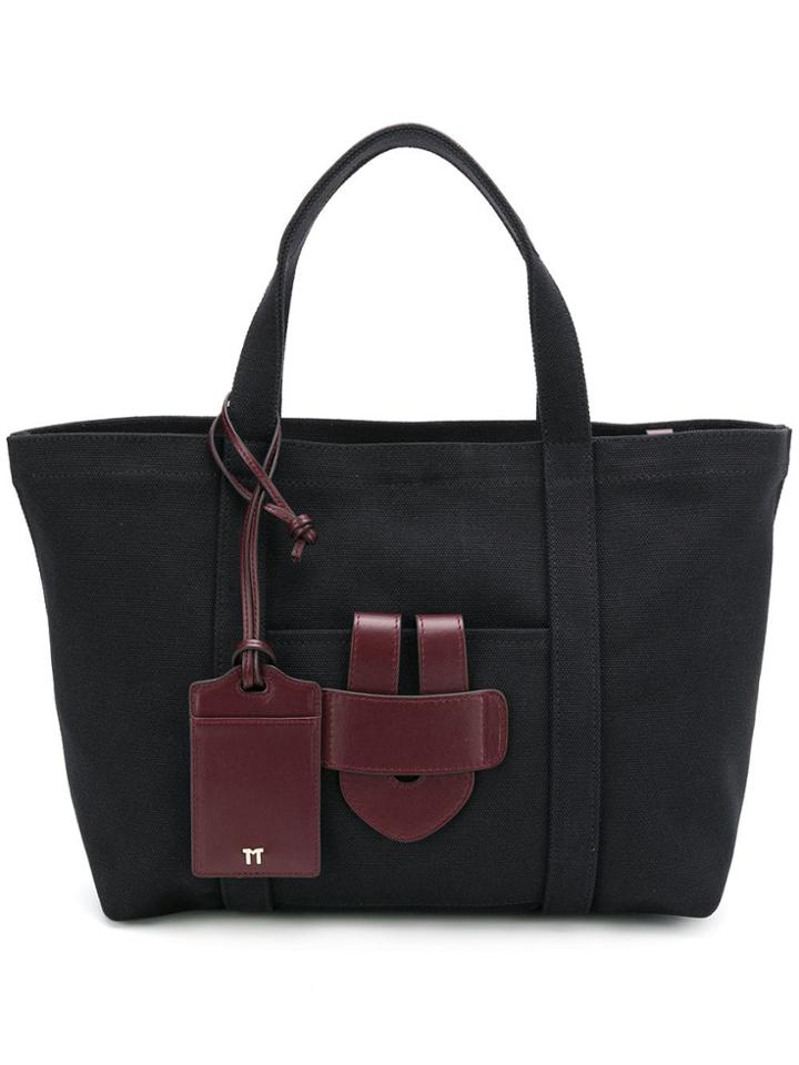 Tila March Small Leather Trim Tote - Black