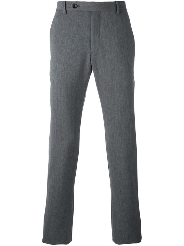 Giorgio Armani Melange Tailored Trousers, Men's, Size: 52, Grey, Polyester/spandex/elastane/wool