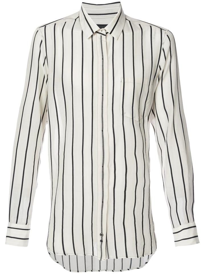 Ann Demeulemeester - Concealed Placket Striped Shirt - Men - Cotton/acetate - L, White, Cotton/acetate