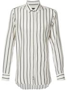 Ann Demeulemeester - Concealed Placket Striped Shirt - Men - Cotton/acetate - L, White, Cotton/acetate