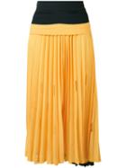 Marco De Vincenzo - Gathered Waist Pleated Skirt - Women - Polyester - 40, Yellow/orange, Polyester