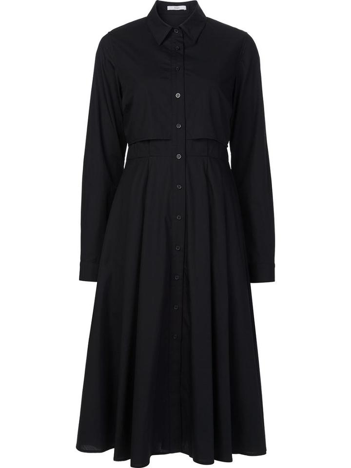 Tome Longsleeved Flared Shirt Dress, Women's, Size: 8, Black, Cotton