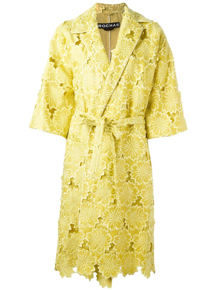 Rochas Floral Lace Cardigan, Women's, Size: 40, Yellow/orange, Silk