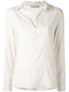 Le Tricot Perugia - V-neck Blouse - Women - Silk/elastodiene - M, Nude/neutrals, Silk/elastodiene