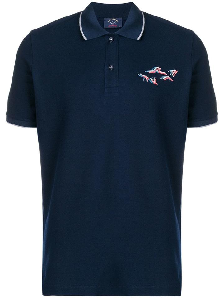 Paul & Shark Logo Print Polo Shirt - Blue