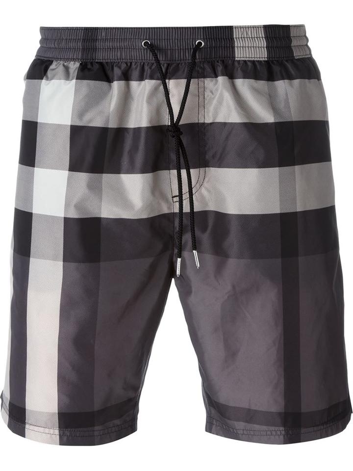 Burberry Brit - Checked Swim Shorts - Men - Polyester - M, Grey, Polyester
