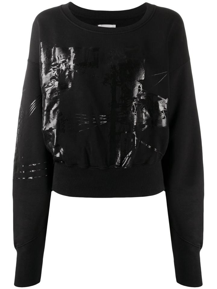 Faith Connexion Printed Cropped Sweatshirt - Black