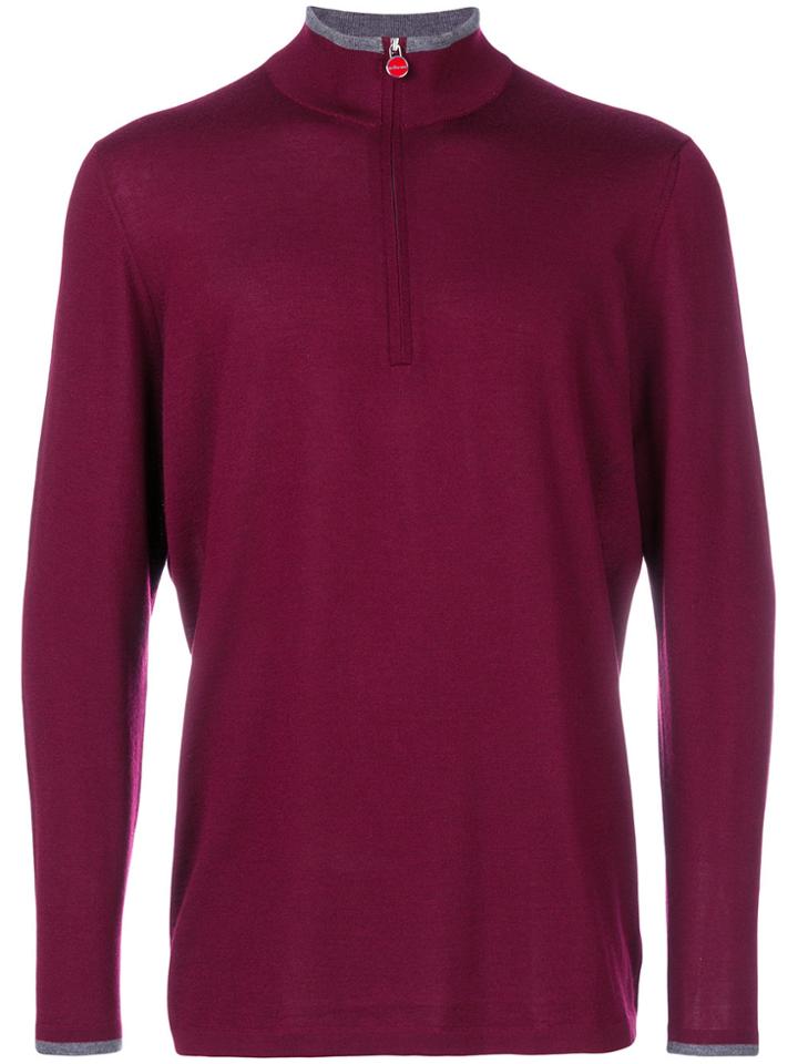 Kiton Zipped Turtleneck Top - Red