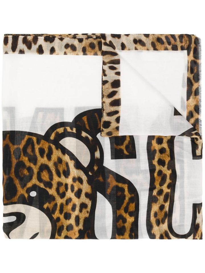 Moschino Printed Teddy Bear Scarf - Neutrals