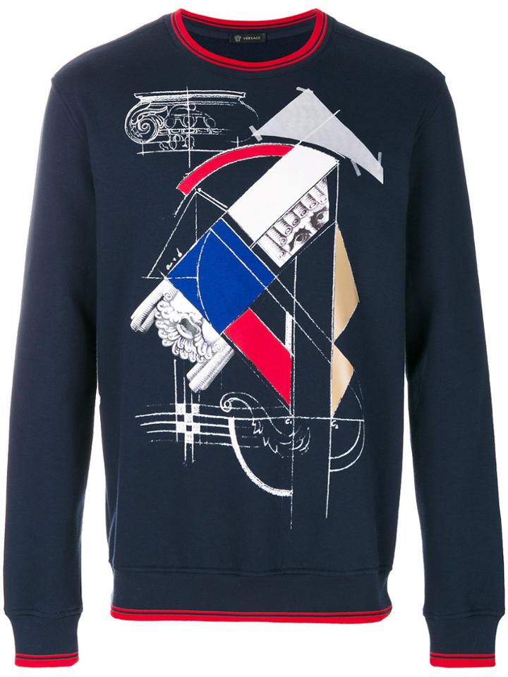 Versace Abstract Sculpture Print Sweater - Blue