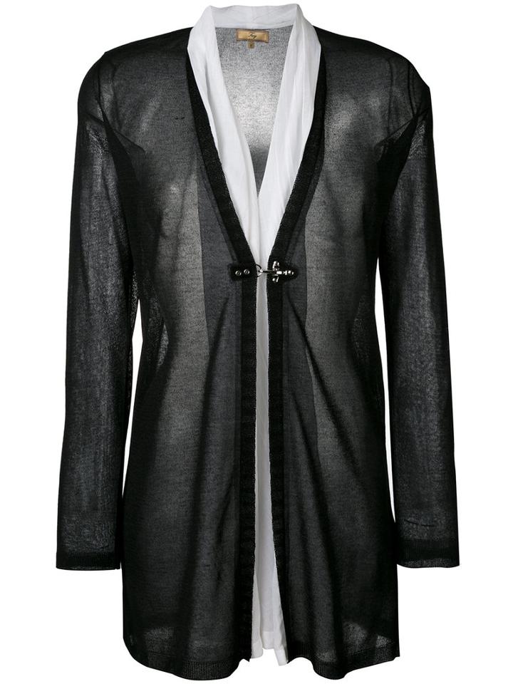 Fay - Layered Semi-sheer Cardigan - Women - Silk/cotton/polyester/viscose - M, Black, Silk/cotton/polyester/viscose