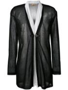 Fay - Layered Semi-sheer Cardigan - Women - Silk/cotton/polyester/viscose - M, Black, Silk/cotton/polyester/viscose