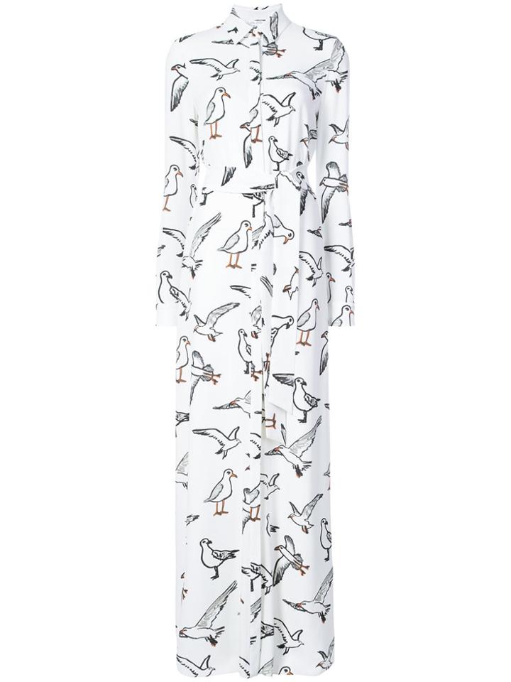 Oscar De La Renta Bird-print Maxi Shirt Dress - White