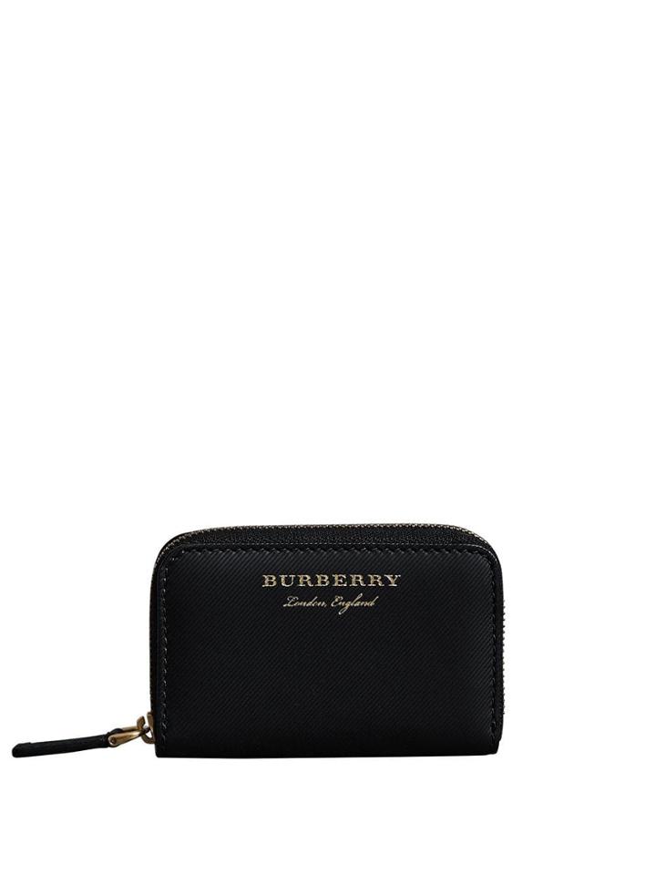 Burberry Trench Leather Ziparound Coin Case - Black