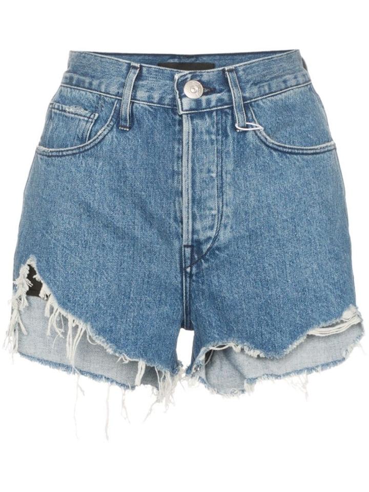 3x1 Carter High-rise Frayed Denim Shorts - Blue