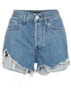 3x1 Carter High-rise Frayed Denim Shorts - Blue