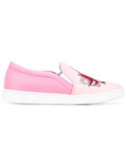 Joshua Sanders Embroidered Slip-on Sneakers - Pink & Purple