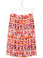 Emilio Pucci Junior Teen Graphic Print Pleated Skirt - Multicolour