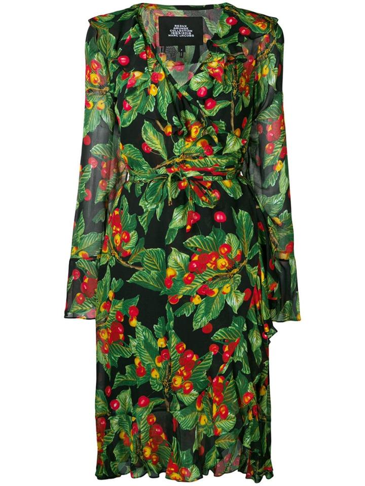 Marc Jacobs Cherries Print Wrap Dress - Green