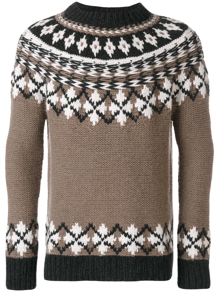 Pringle Of Scotland Hand-knitted Fairisle Jumper - Nude & Neutrals