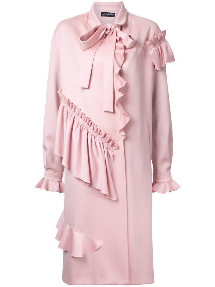 Anna October Ruffled Midi Coat - Pink & Purple