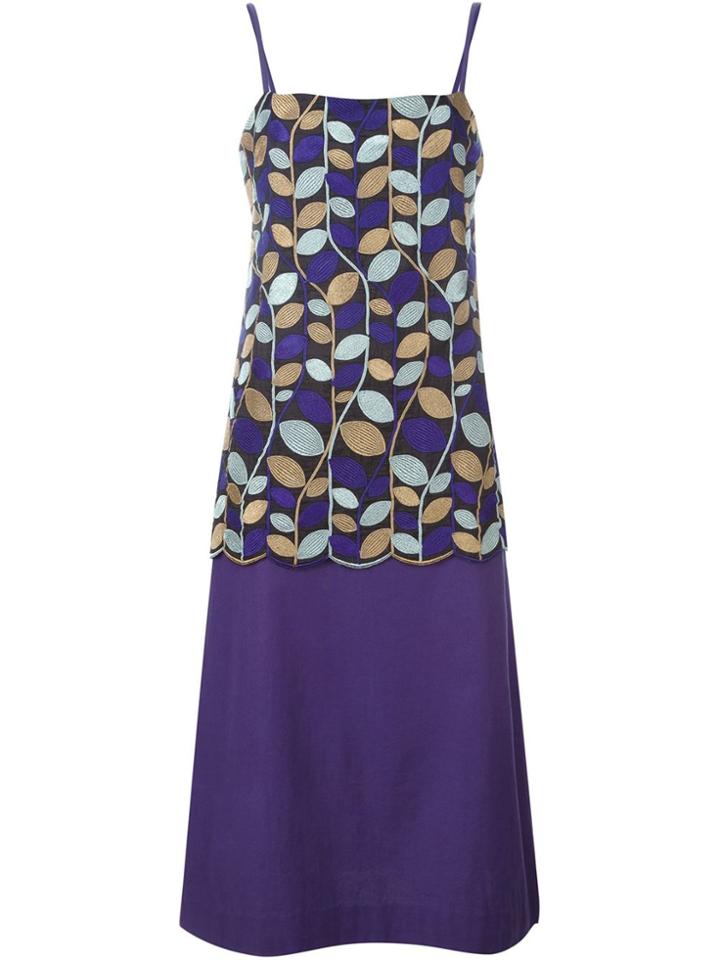 Comme Des Garçons Vintage Embroidered Foliage Dress - Pink & Purple