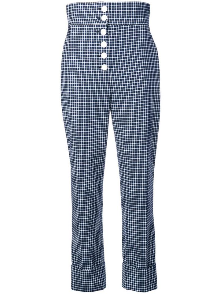 Sara Battaglia High-waisted Checked Trousers - Blue