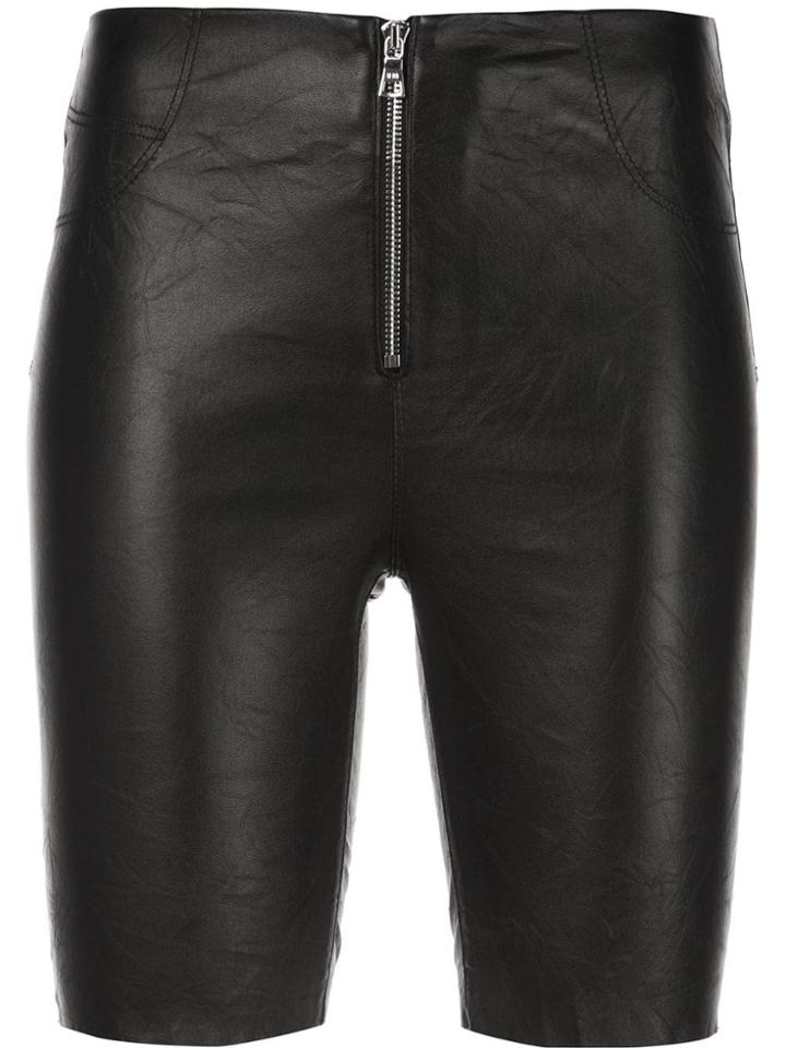 Rta Zipped Leather Shorts - Black