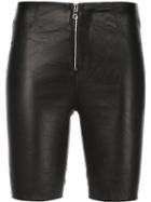 Rta Zipped Leather Shorts - Black