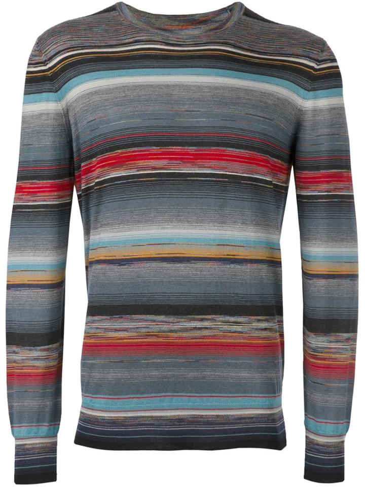 Missoni Striped Melange Sweatshirt, Men's, Size: 50, Silk/cashmere