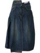 Junya Watanabe Comme Des Garçons Asymmetric Pleated Denim Skirt, Women's, Size: Medium, Blue, Cotton/calf Leather