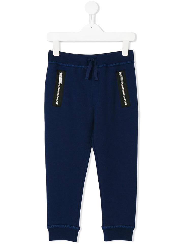 Dsquared2 Kids - Zipped Pockets Drawstring Sweatpants - Kids - Cotton - 6 Yrs, Blue