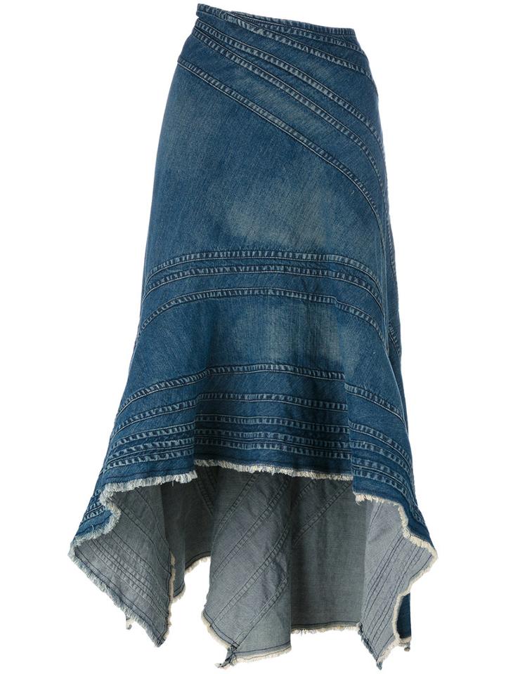 Junya Watanabe Comme Des Garçons Ruffled Denim Skirt, Women's, Size: Small, Blue, Cotton
