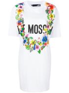Love Moschino Floral Logo T-shirt Dress - White