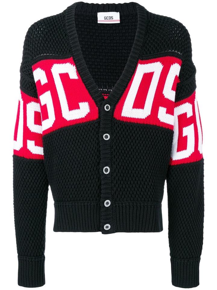 Gcds Logo Intarsia Cardigan - Black