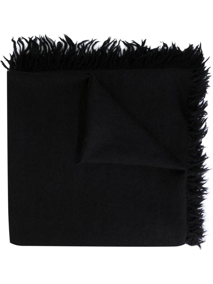 Rick Owens Frayed Scarf, Men's, Black, Alpaca