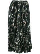 Rochas Pleated Floral Skirt - Black